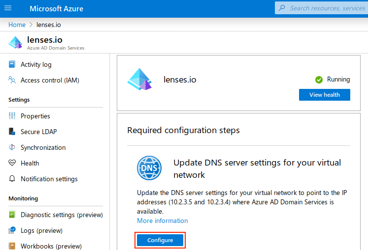 Azure AD and Virtual Network configuration