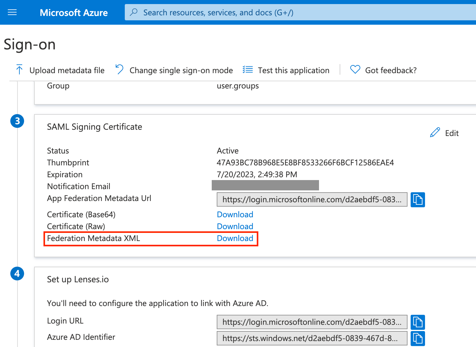Azure SSO/SAML IDP file