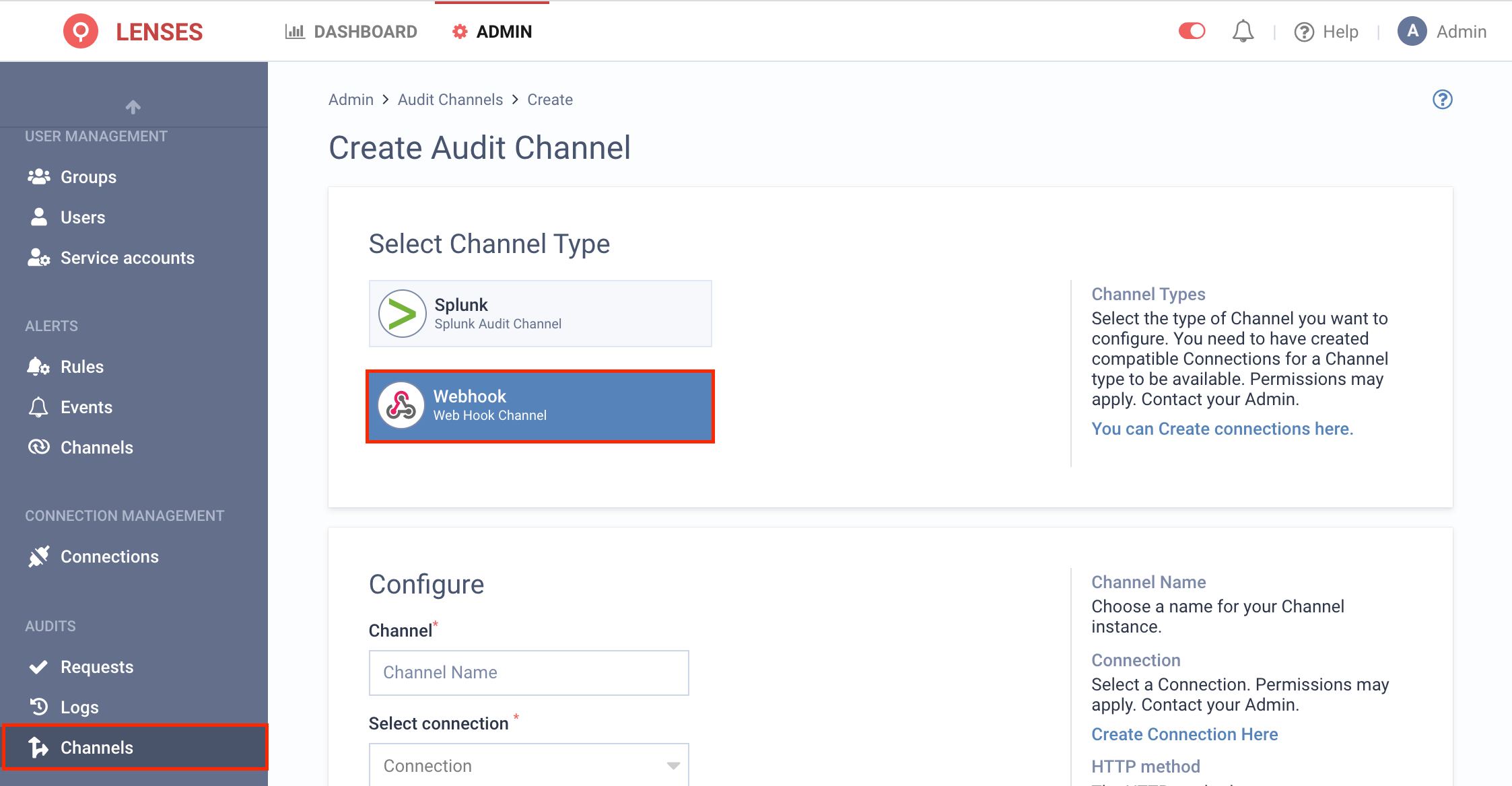 Webhook audit channel