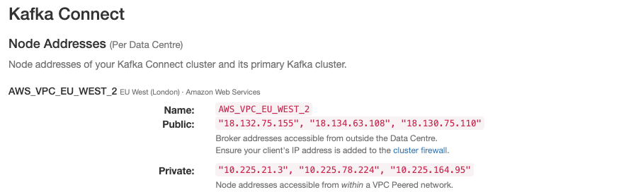 Kafka Connect endpoint